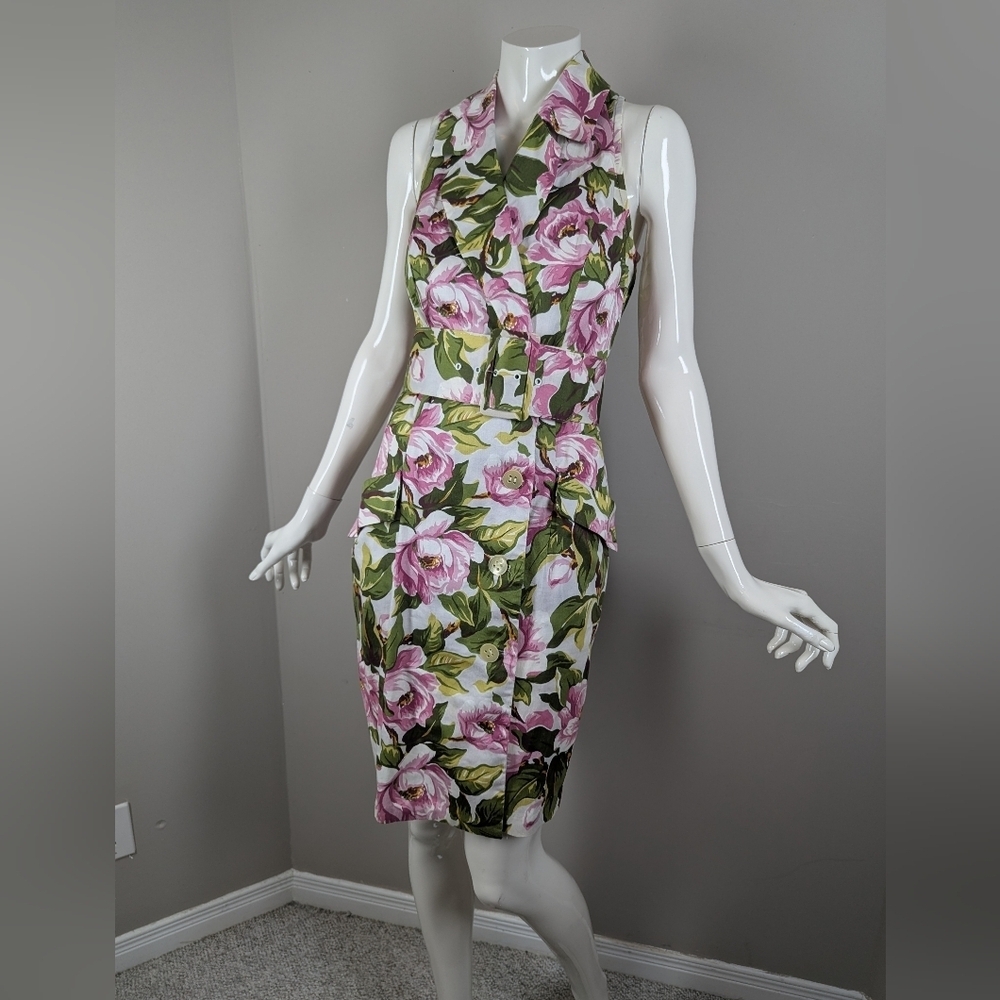 Vintage Floral Wrap Dress Belted Collared Garden Party Cottagecore 4